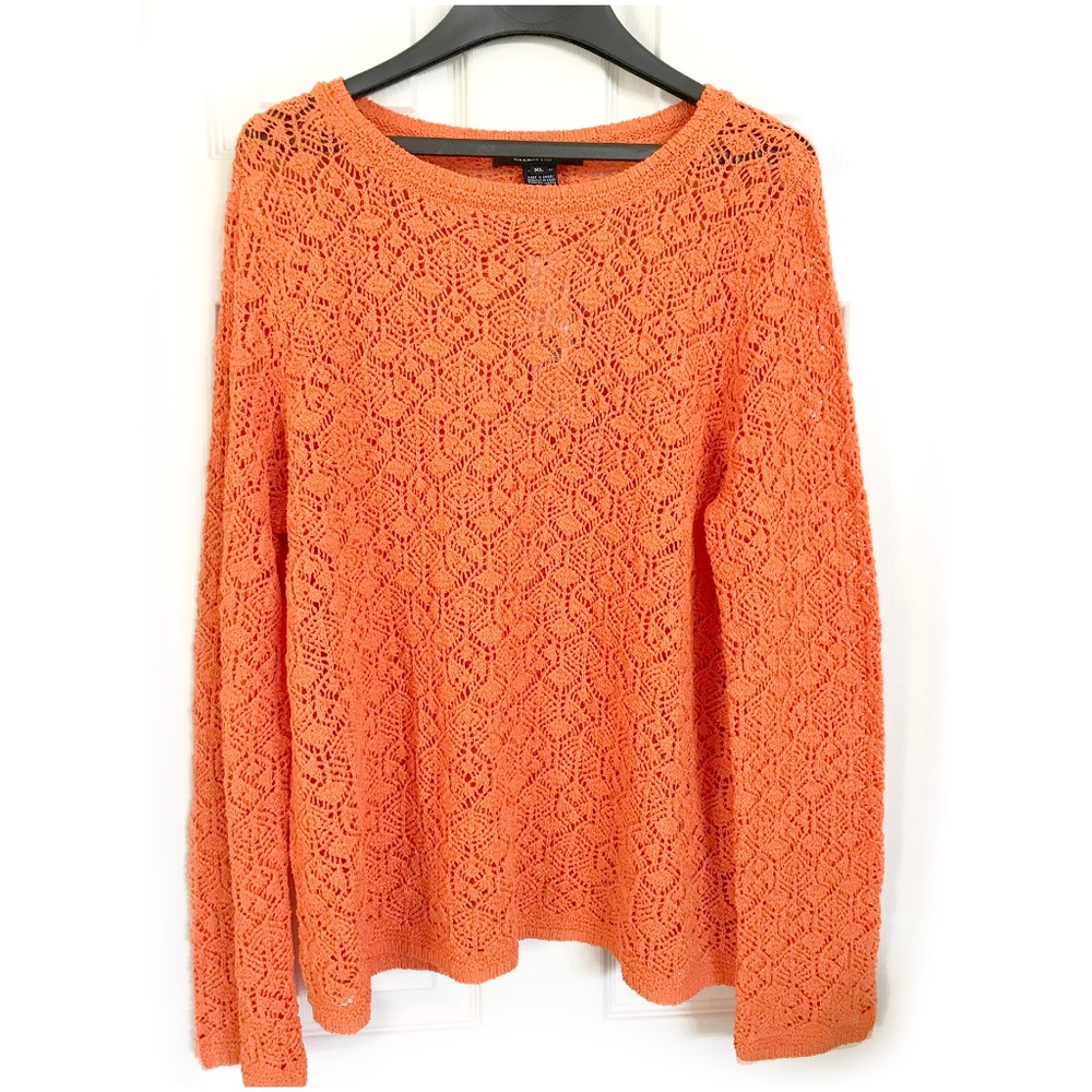ELLEN TRACY ORANGE KNITTED SWEATER